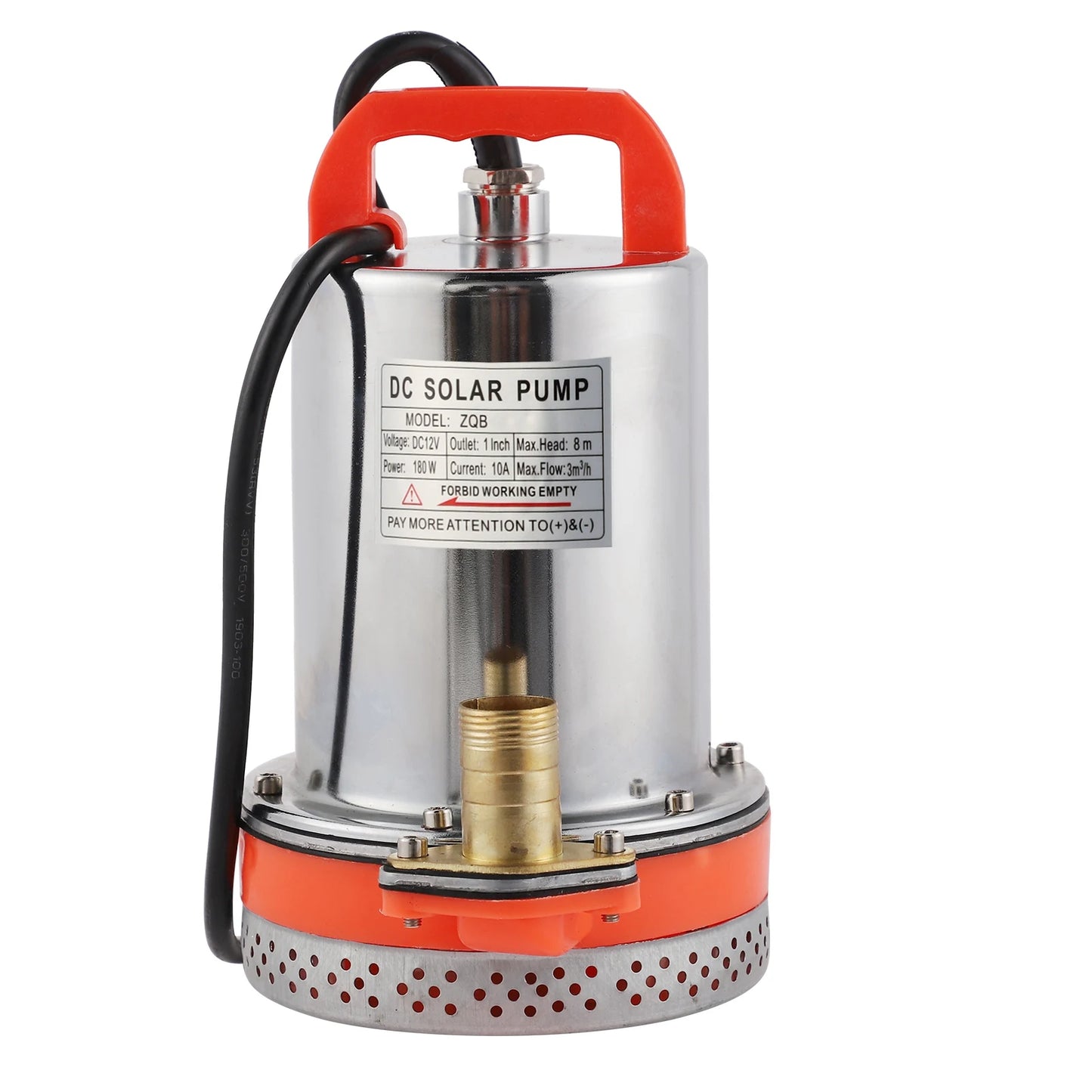 Submersible Pump Small Battery Solar Swimming Pool Cleaning 8meter Lift 2.1meter Cable DC 12V 180W/24V 220W