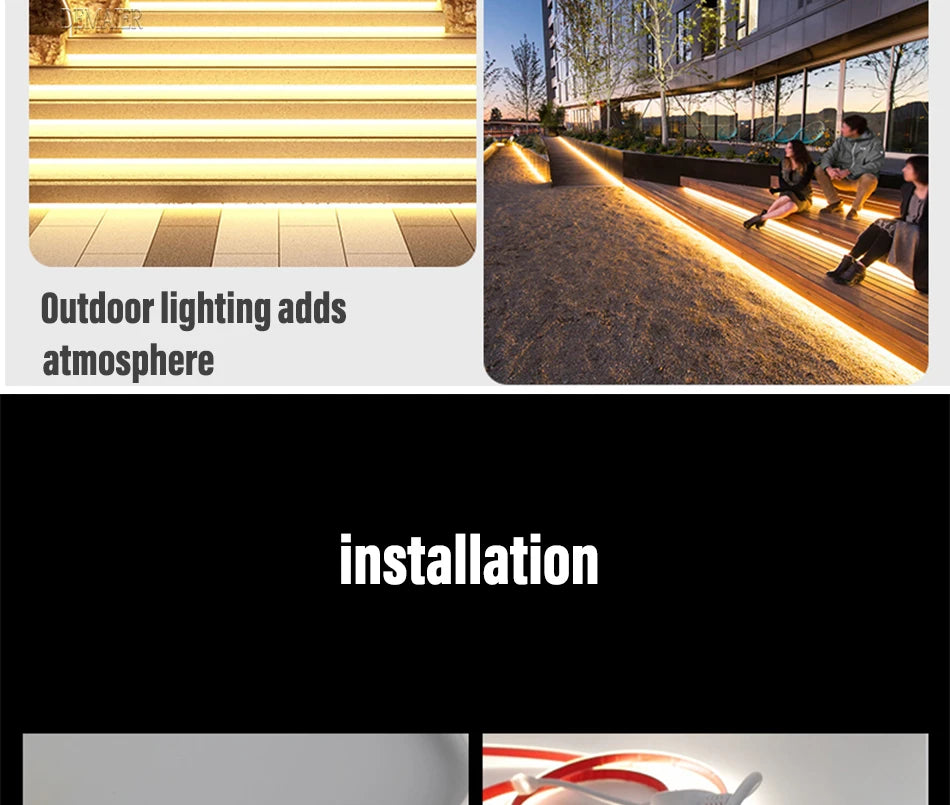 led Strip Brightness Waterproof COB LED Strip 220V Flexible Ribbon for Room Bedroom360 LEDS/m Kitchen Outdoor Garden Lighting