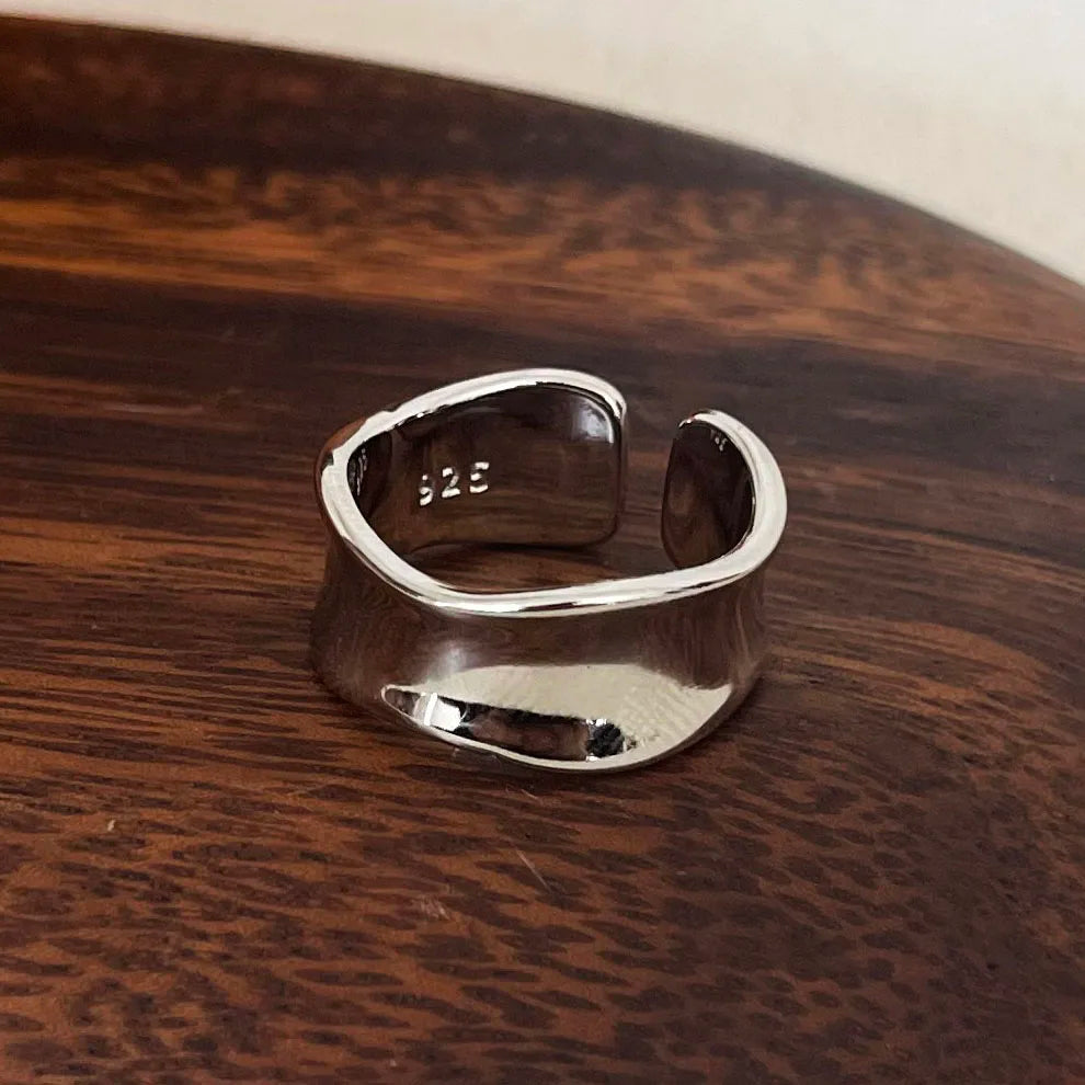 925 Sterling Silver Rings For Women Men Fine Jewelry Finger Adjustable Open Shinning Smooth For Party Birthday Gift