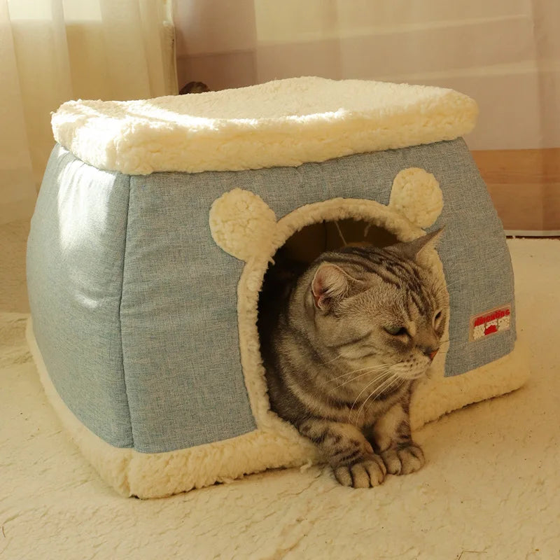 New 360 Degree Fully Enclosed Electric Heating Cat and Dog House Cat Nest Winter Warmth Constant Temperature Cat Beds Blanket