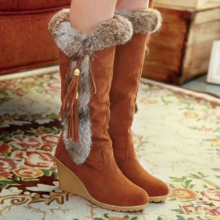 2024 New Wedge Long Women Boots Australia Women's Shoes Platform Plush Winter Footwear Ladies Booties Thigh High Heels High Sexy