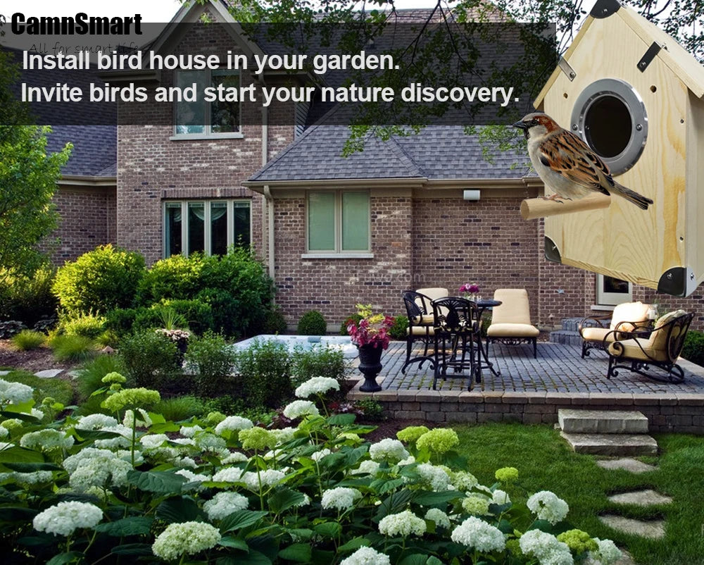 4MP Tuya Bird Houses WIFI Camera For Pet Birds Activity Remote View Watching Wild Natural Wooden Care Nest Box Day Night Vision