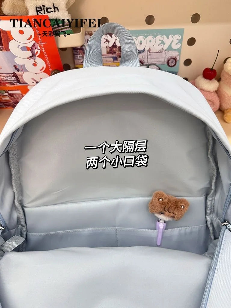School Bag Ita Bag Young Girl School Backpacks Girl Ins Sweet Japanese Backpack Y2K Transparent Display Bag Large Backpack