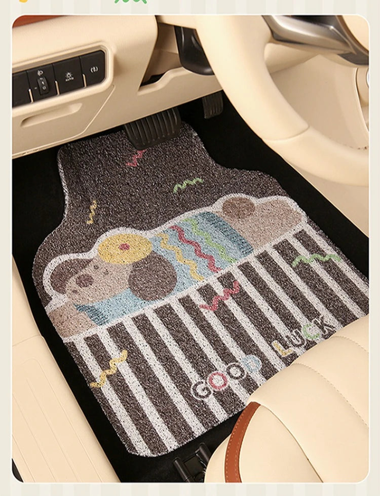 Three-piece Set Car Carpet Cute and Dirt-resistant Floor Mats Anti-dirt Non-slip Wear-resistant Protective Mats for Cars