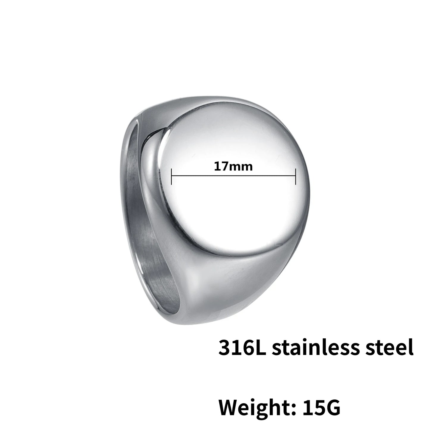 HNSP 316L Stainless Steel Round Smooth Simple Ring For Men Finger Jewelry Minimalist Style Accessories