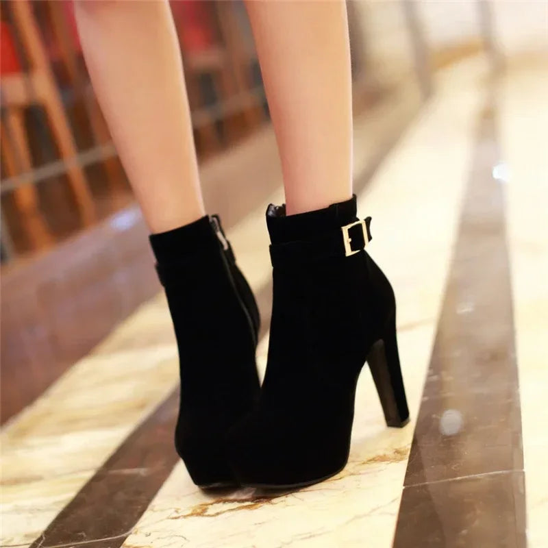 Woman Fashion High Heels Women's Shoes Sexy Add Fur Winter Ankle Boots Short Boots Ladies Shoes