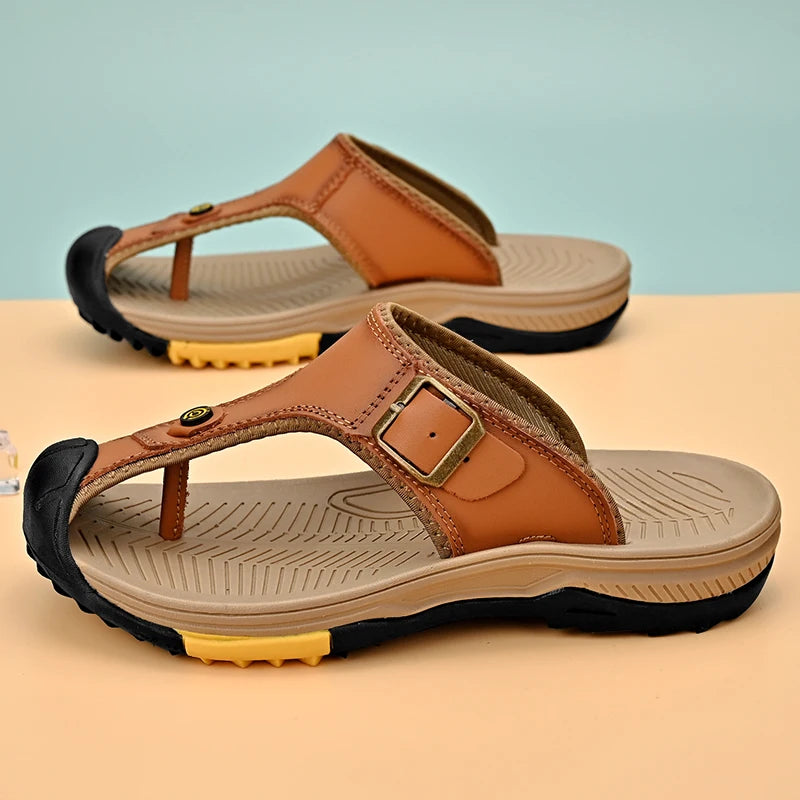 Genuine Leather Sandals Men Breathable Summer Shoes Man Waterproof Outdoor Men Sandals Antiskid Beach Sandals Footwear