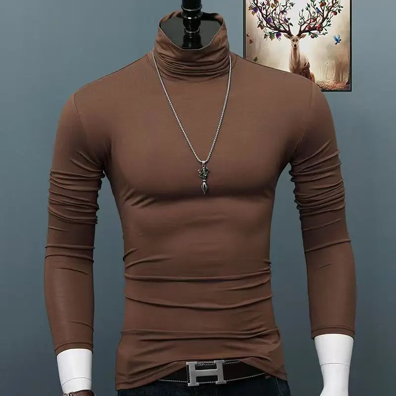 Thermal Underwear Tops Men Winter Clothes Thermal Shirt Autumn Men's Winter Tights High Neck Thin Slim Fit Long Sleeve T-shirt