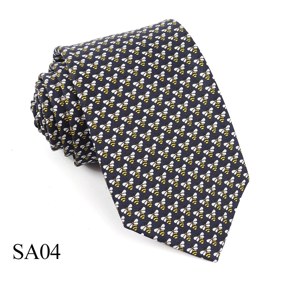 Tailor Smith 100% Silk Ties For Men Fashion Necktie With Bee butterfly sailboat  Animal Pattern Tie Father's Day Birthday Holida