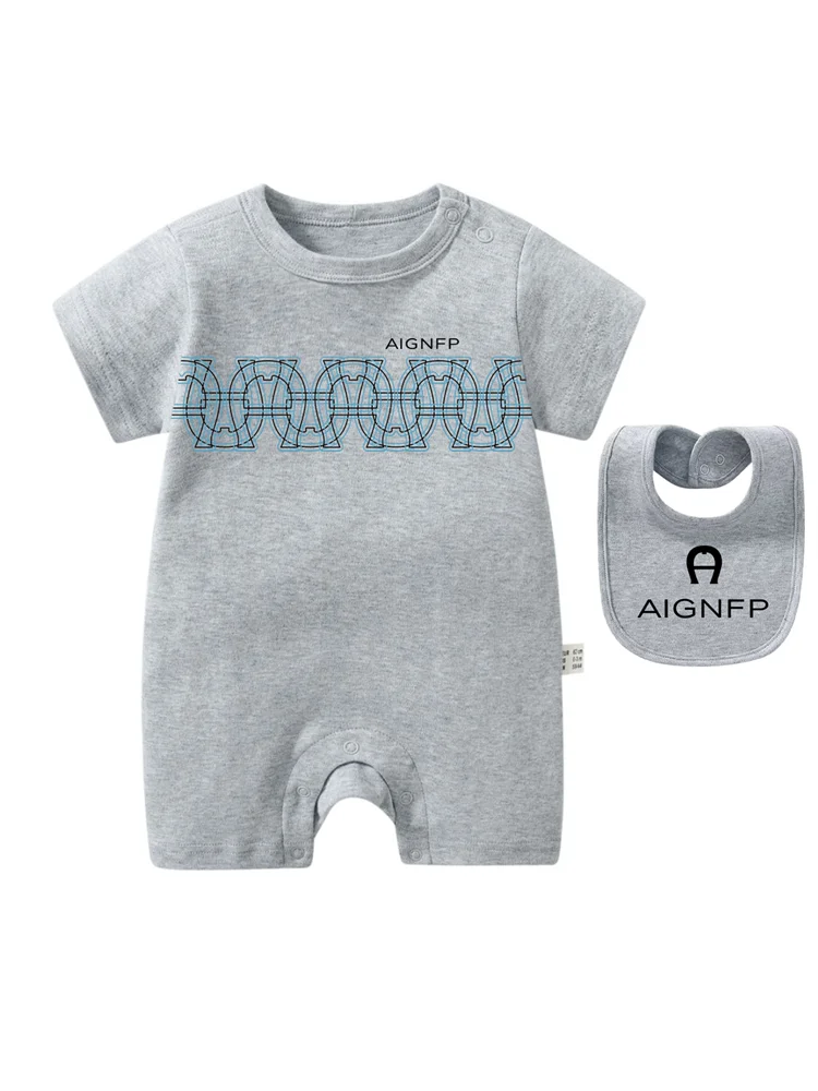 Trend Baby Clothes %100 Cotton Newborns Jumpsuit 2025 Hot Sale New Toddler Boy Rompers Soft Bib scarf Burp cloth Infant 2Pcs Set