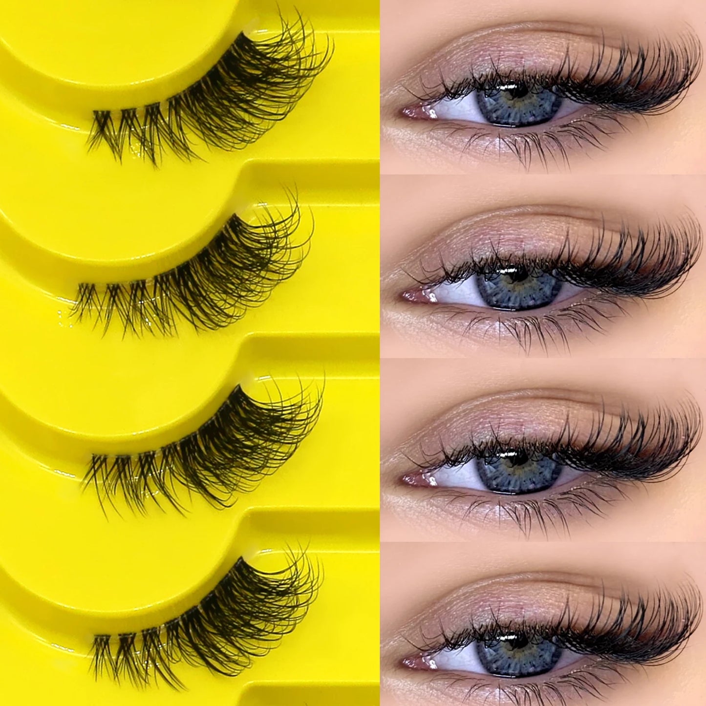 Veltrinay Half Lashes Natural Fake Lashes Wispy Cat Eye Lashes Clear Band Accent Short False Eyelashes Makeup