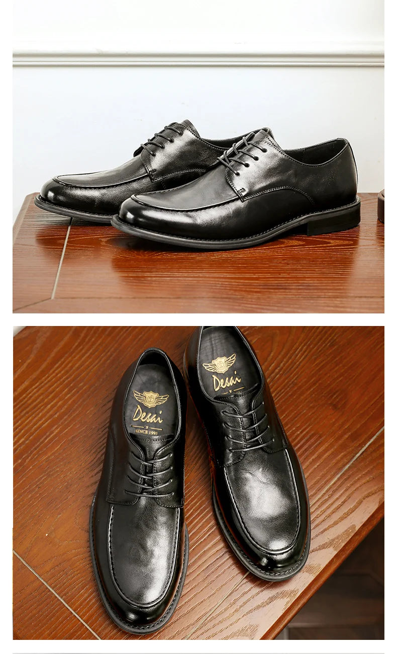 DESAI Full Grain Leather Men Shoes Genuin Leather Luxury Brand Derby Breathable  Arrival Fashion Designer