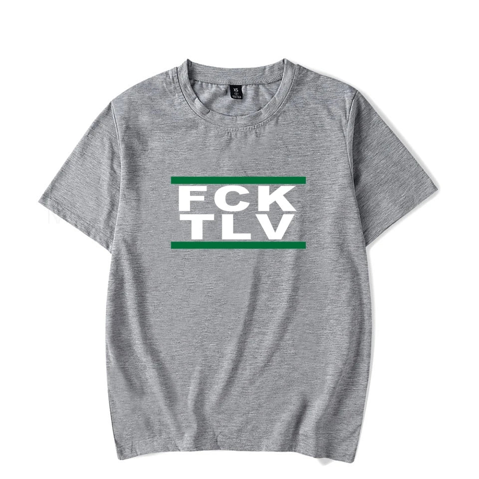 Summer Tops Printed FCK TLV T shirts Crew Neck Casual Tops Men Women Short Sleeve T-Shirt 4XL