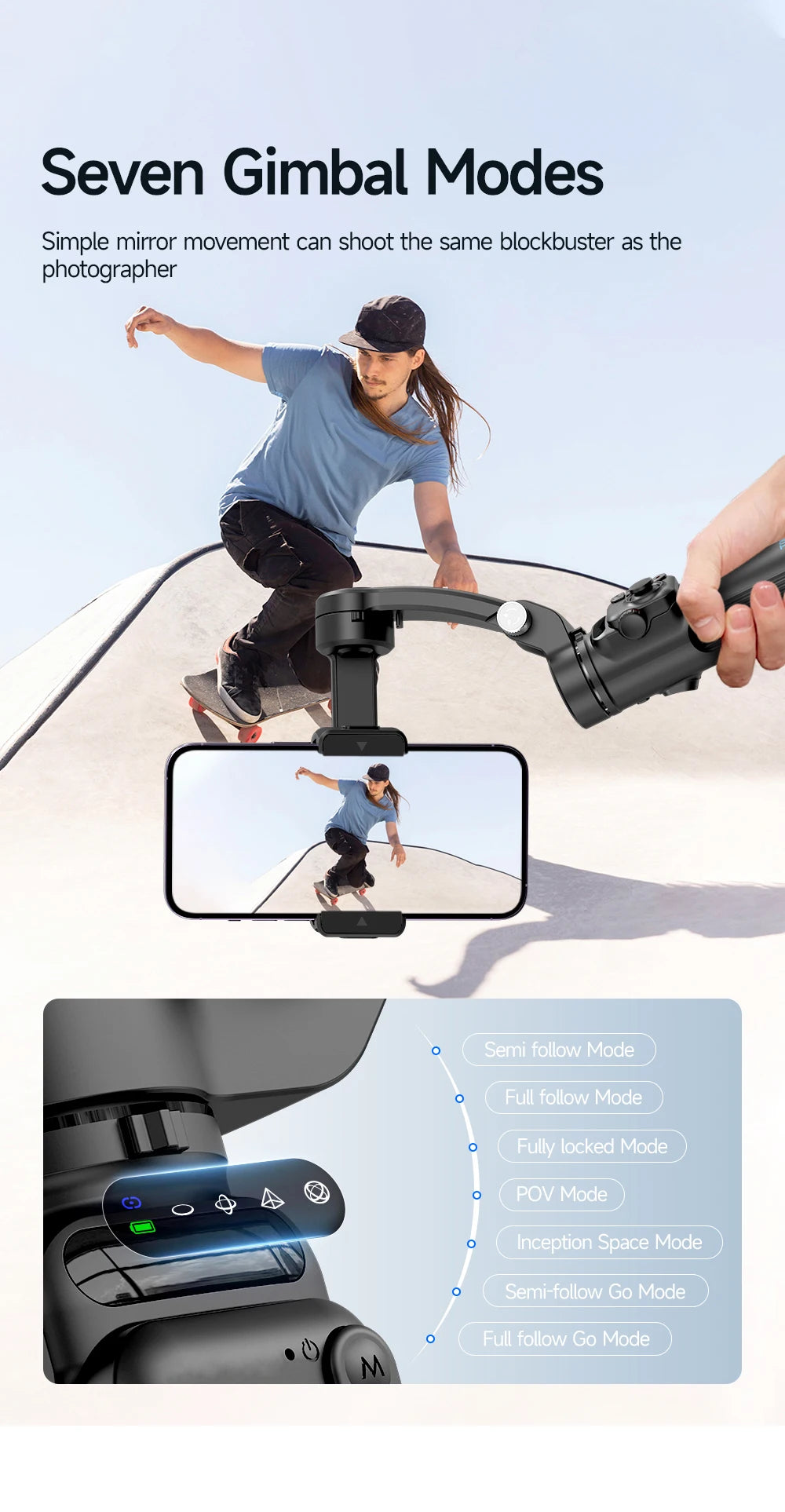 BAFANG New Product M02 Intelligent 3-Axis Stabiliser AI Auto Tracking Gimbal with Magnetic Remote Control Multi-Mode Shooting