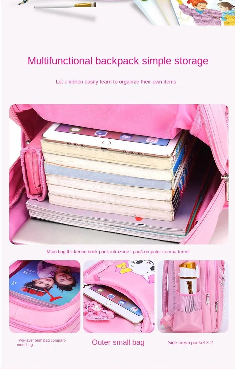 Kids Cat Backpack Set with Lunch Bag Pencil Case Cute School Bag for Girls Boys Waterproof Primary Student Bookbag