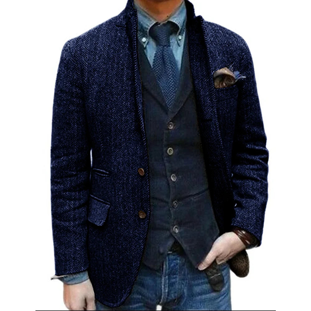 Wool Blazer for Men 3 Button Design Stand Collar Jacket Spring New Style, Men's Suit Jacket XS-5XL