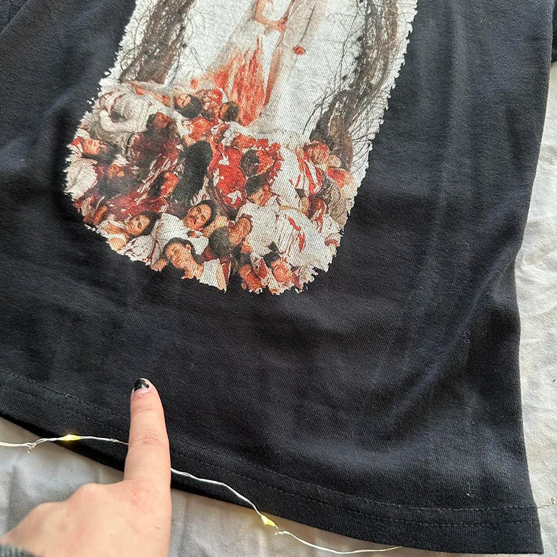 Summer Emo girls Y2k style clothes Harajuku print grunge Short Tops women's 90s T-shirts Fashion Goth Baby Tees Crop Tops 2000s