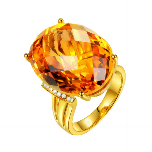 sterling silver 925 Citrine Ring with Yellow Crystal: Elegant Handmade Jewelry Gift for Women, Birthdays & Anniversaries