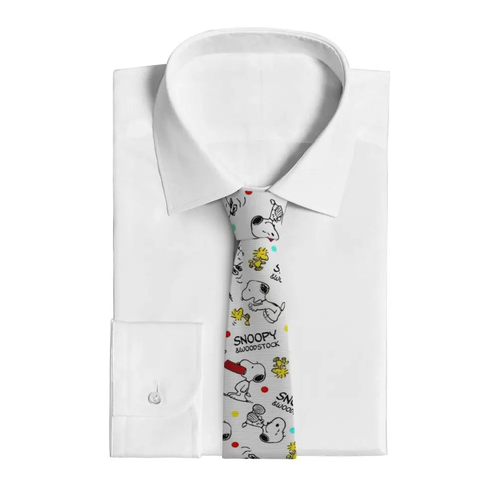 Snoopys & Woodstock Smile Giggle Laugh Neckties Silk 8 cm Neck Tie for Mens Shirt Accessories Cravat Wedding Accessories Office
