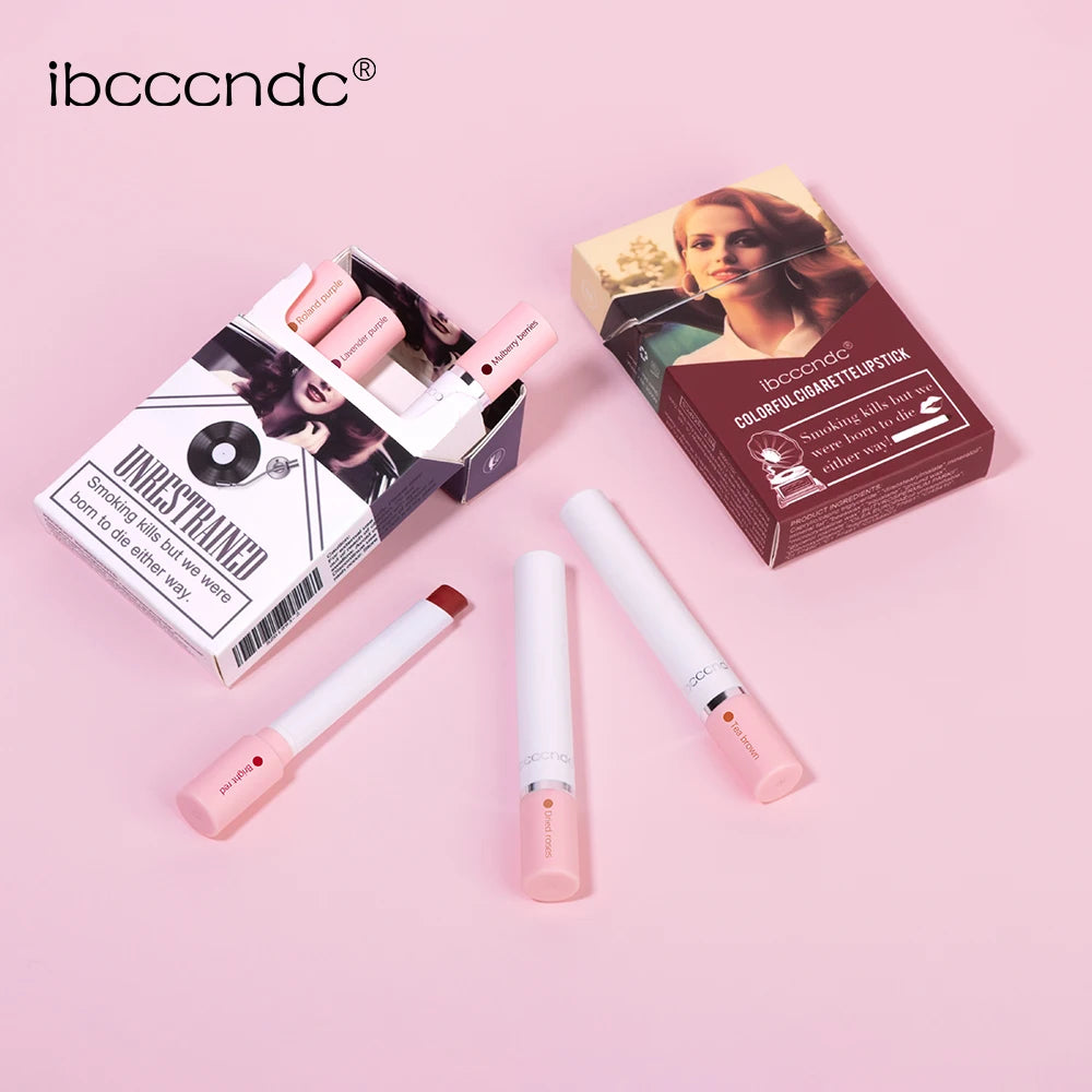 4PCS/Set Matte Long Lasting Waterproof Creative Cigarette Lipstick Set Matt Lip Stick Tube Nude Red Velvet Lip Tint Makeup
