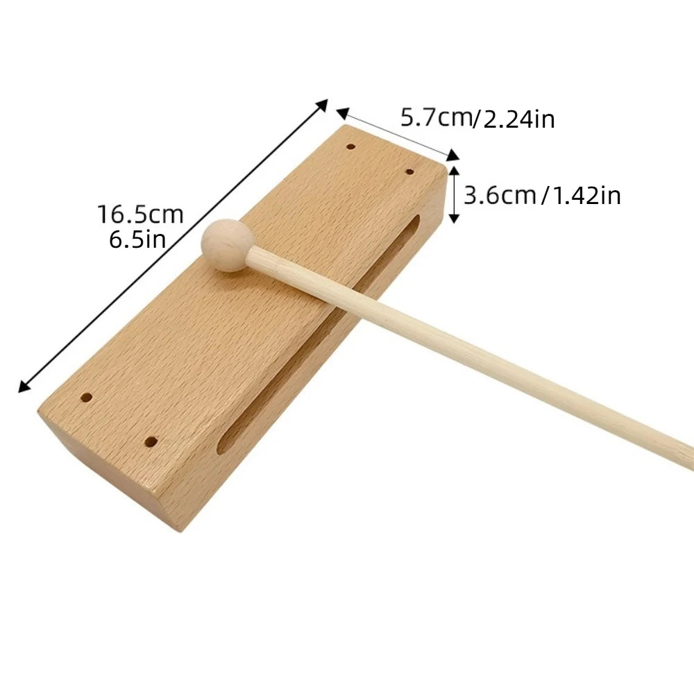 Square Percussion Instruments Wood Beaters with Mallets Musical Rhythm Block Double Tone Handheld Orff Music Instruments Gift