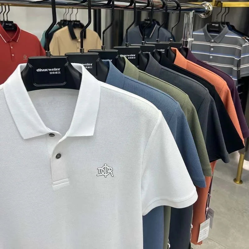 100% pure cotton men's short sleeved polo shirt summer fashion casual top comfortable and breathable high-quality lapel T-shirt