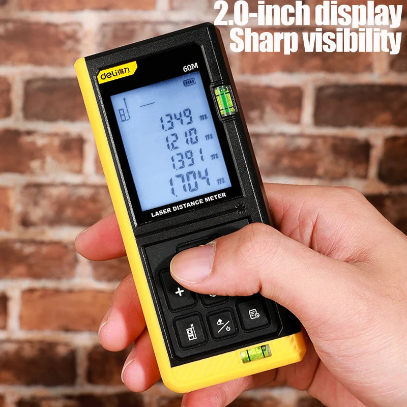 DELI 60M Smart Laser Distance Meter Measure Infrared Rangefinder Handheld Portable Laser Range Finder Tools