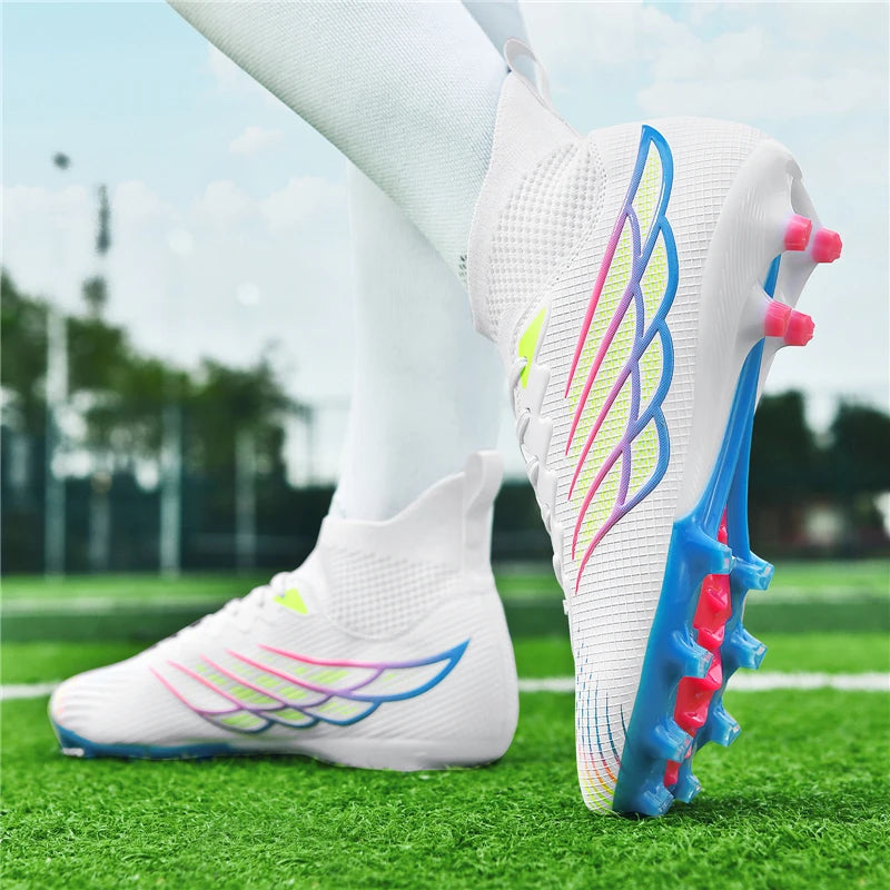 Superfly FG Football Boots Outdoor Soccer Cleat Black Shoes Soft Sport Professional Shoes Breathable Comfortable Boots Plus Size