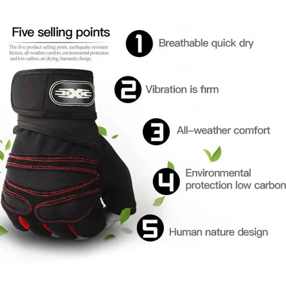 Workout Gloves for Men Women Half Finger Glove with Wrist Wrap for Sport Weight Lifting Training Bicycle Motorcyclist Gym Glove