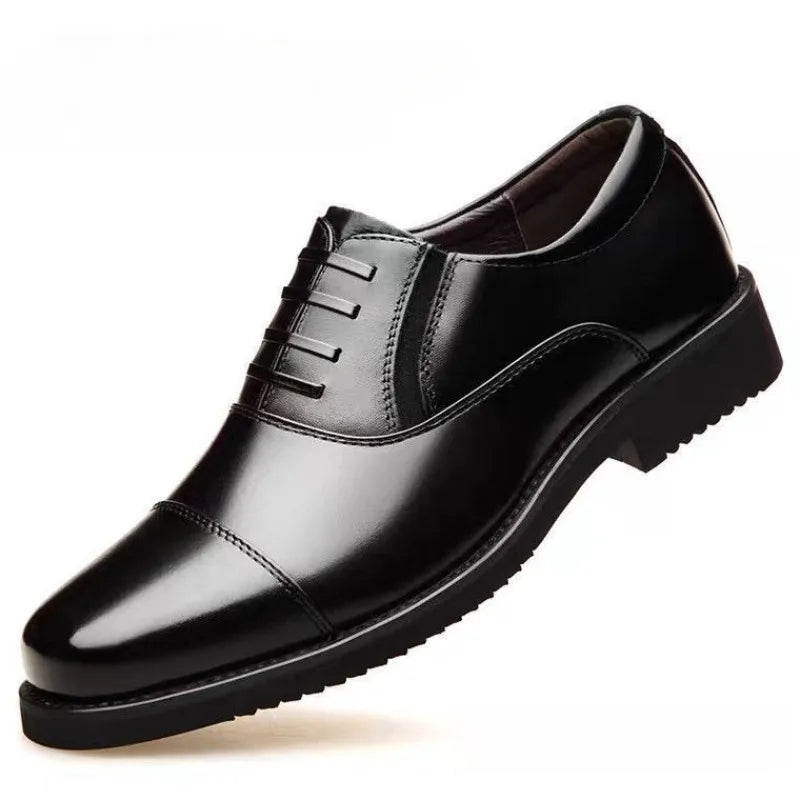 Men's Business Leather Shoes Trendy Slip-on Formal Shoes Men 2025 New Office Derby Shoes for Men Black Leather Social Shoe Male