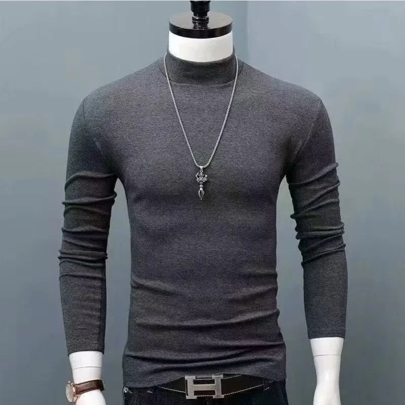 Thermal Underwear Tops Men Winter Clothes Thermal Shirt Autumn Men's Winter Tights High Neck Thin Slim Fit Long Sleeve T-shirt
