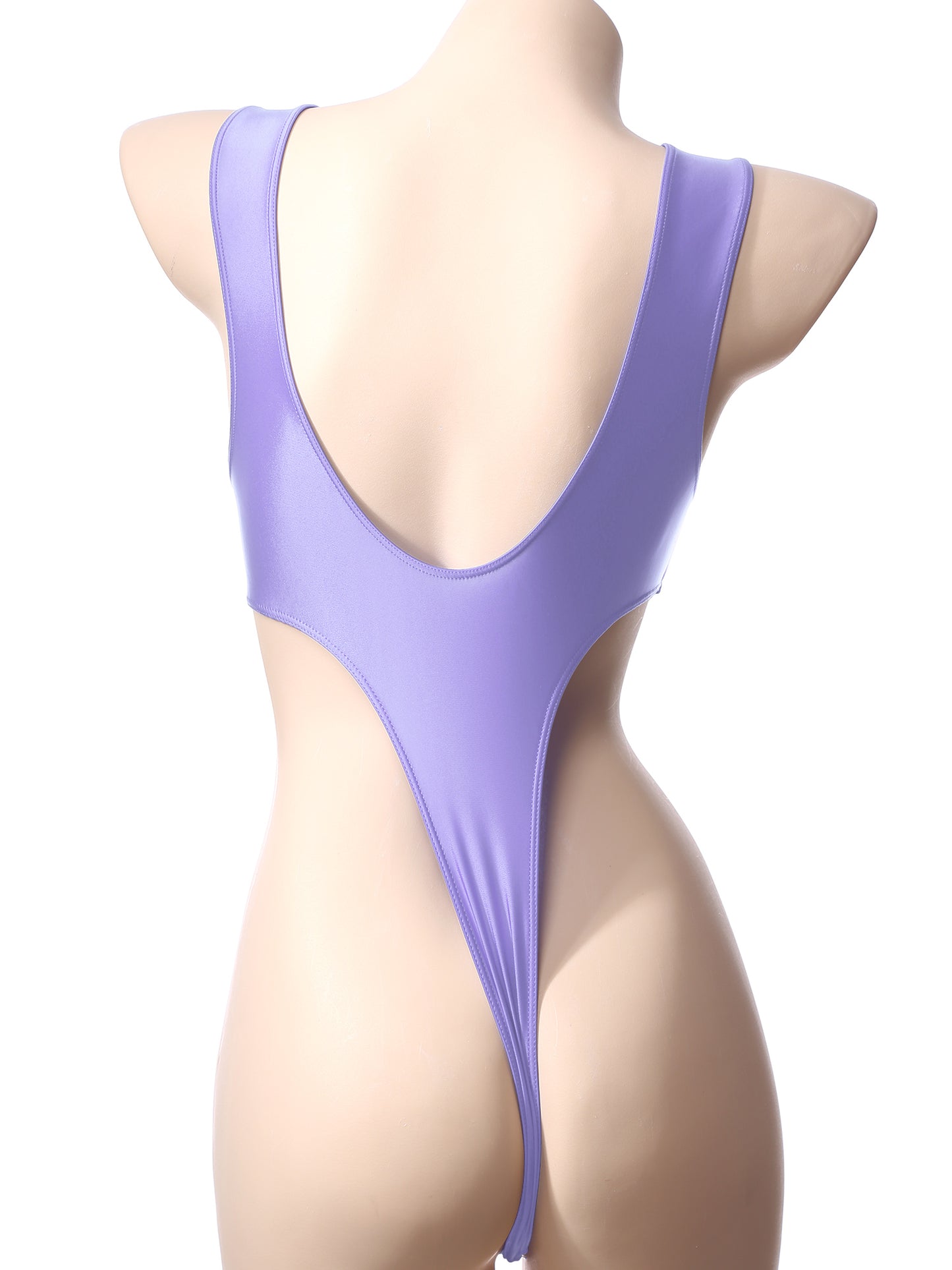 Women Bathing Suit Solid Color Swimsuit Glossy Backless High Cut Dance Yoga Bodysuit Underwear Swimwear Leotard Beachwear