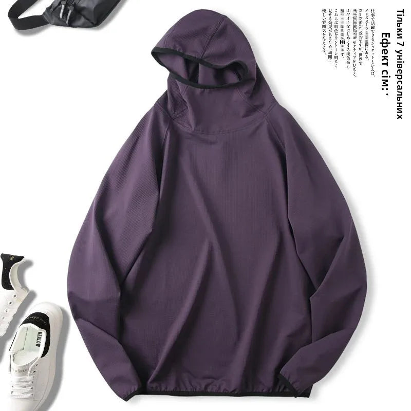 Unisex Outdoor Mountain Series Loose Fit Hoodie Thin Bubble Hooded Sweatshirt Breathable Long Sleeve T-Shirt for Teens