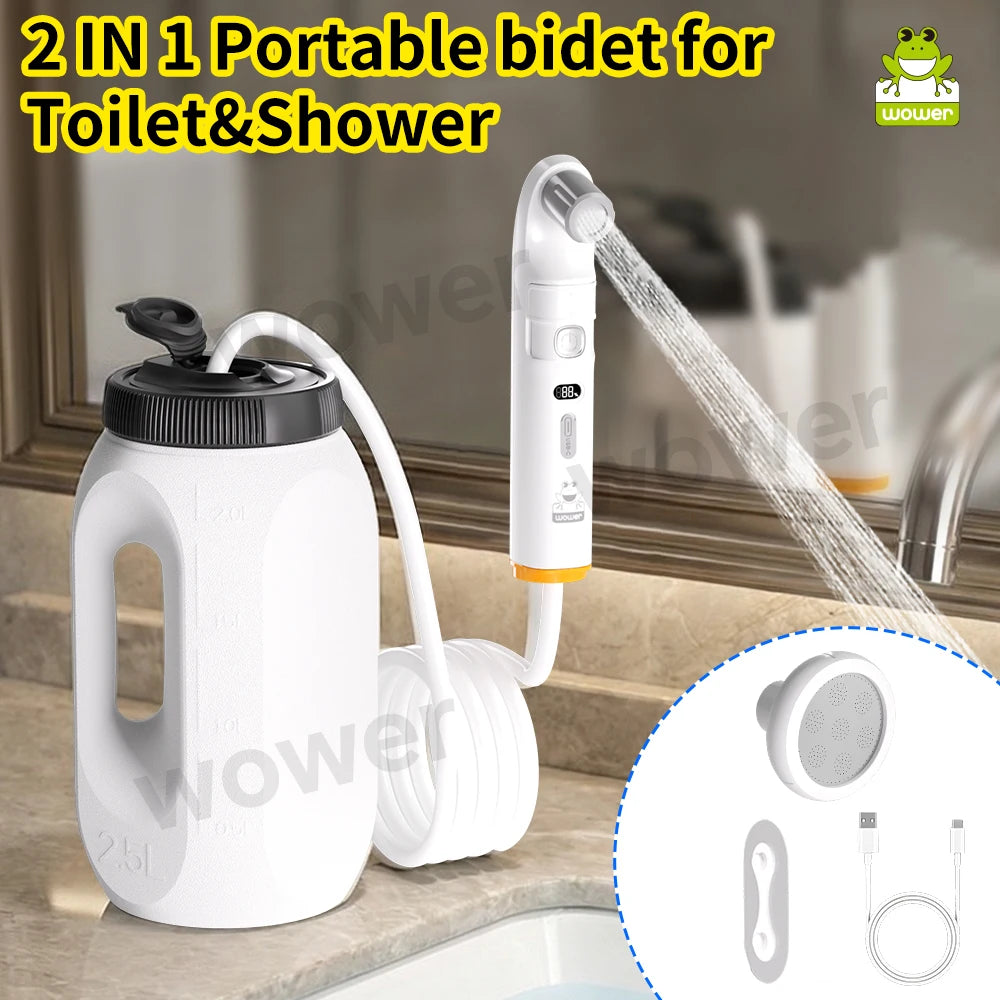 Portable Bidet Handheld Shataff Electric Bidet Dual-purpose Head for Personal Hygiene Cleaning Travel Camping Bidet RV Garden