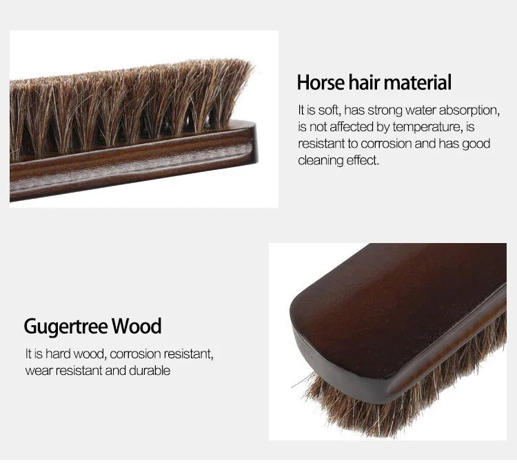 Real Horse Hair Shoe Brush Polish Natural Horsehair Leather Soft Polishing Tool Bootpolish Cleaning Brush For Suede Nubuck Boot