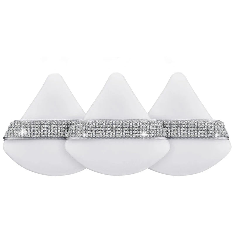 Diamond Triangle Velvet Setting Puff Ribbon Detail Powder Sponge Smooth Finishing Soft Puff for Loose Pressed Powder Application