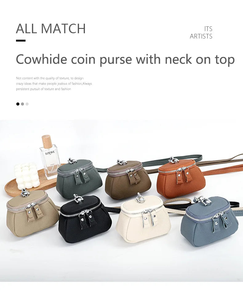 Ladies Genuine Leather Cosmetic Bag Fashion Cosmetic Case Makeup Bag Women Clutch Mini Toiletry Bag Cosmetic Pouch with Lanyard