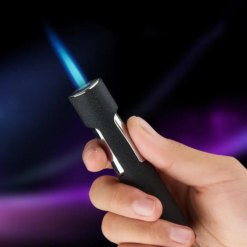 Luminous Lighter Butane Gas Lighter Straight Jet Blue Flame Glowing Lighters Smoking Lighter Cigar Accessories Men's Gift