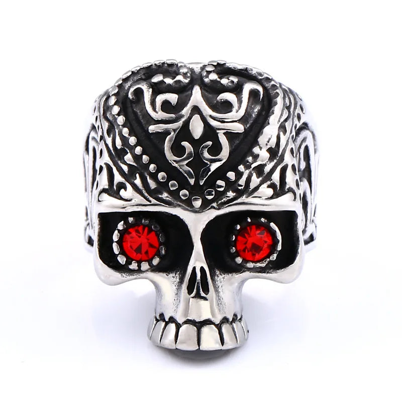 Men's Calvarium Skull hand Ring Gothic 316L Stainless Steel Biker Anel Motorcycle Band jewellery Gift free shipping