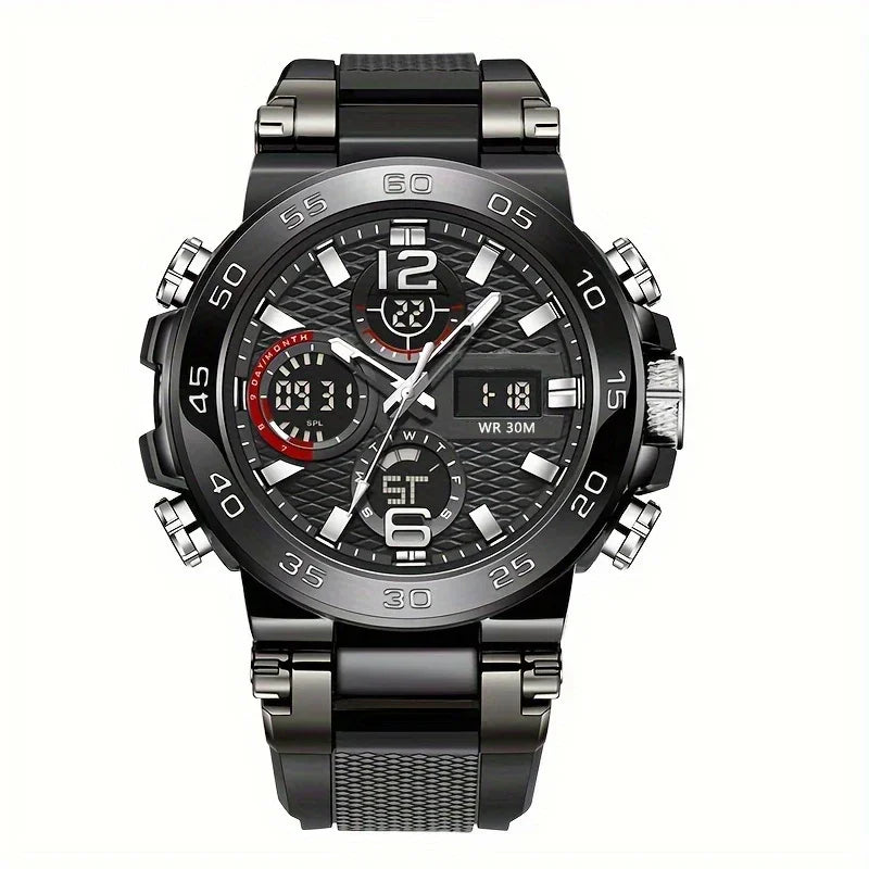 New Watches For Men Waterproof Clock Alarm reloj hombre LCD Dual Display Wristwatch Quartz Military Sports Mens Watch