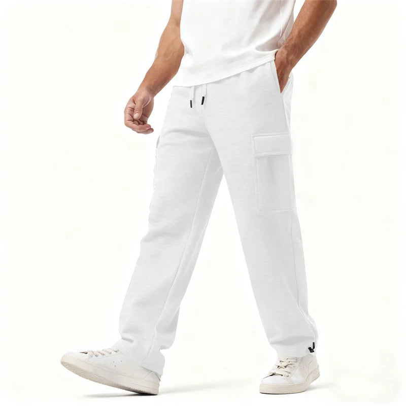 spring autumn Mens Sweatpants Straight Joggers Sports Streetwear Multi-pocket Pants Loose Drawstring casual Long Pants Men