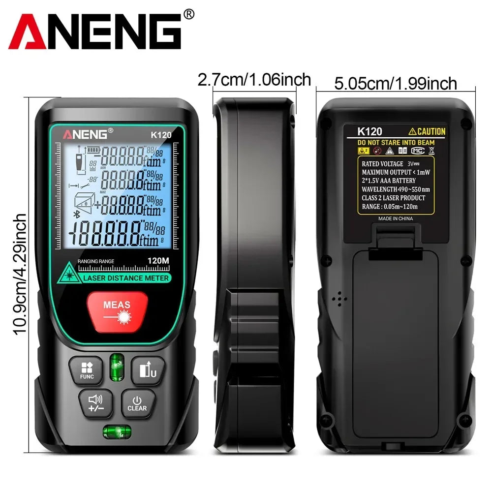 Laser Rangefinders ANENG K120 Distance Meter Laser Tape Measure 50M 70M 100M 120M Electronic Ruler Useful Measurement Test tools