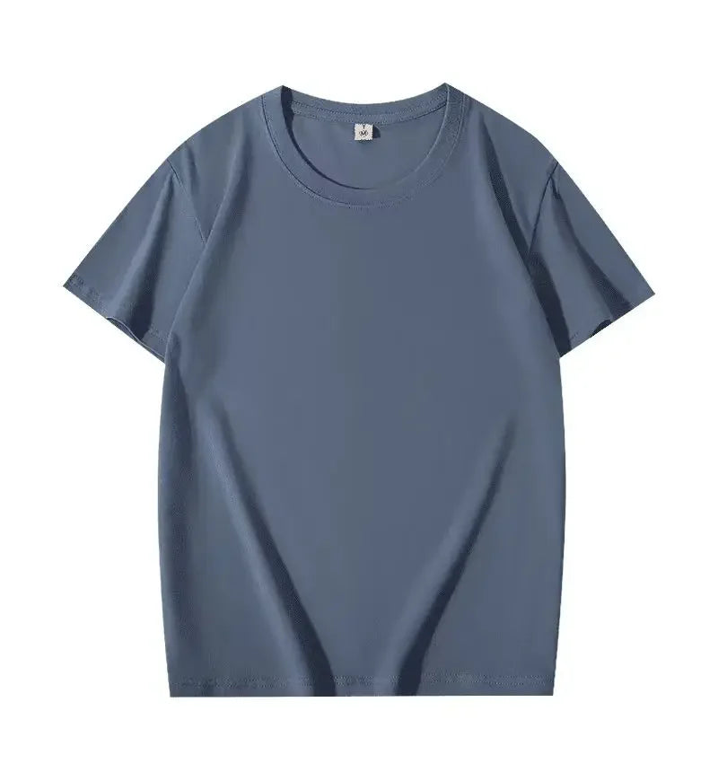 Men Women 100% Cotton  T-shirt Solid Color Trend Leisure Short Sleeve Black White Gray High Quality Heavy Fabric Loose T Shirt