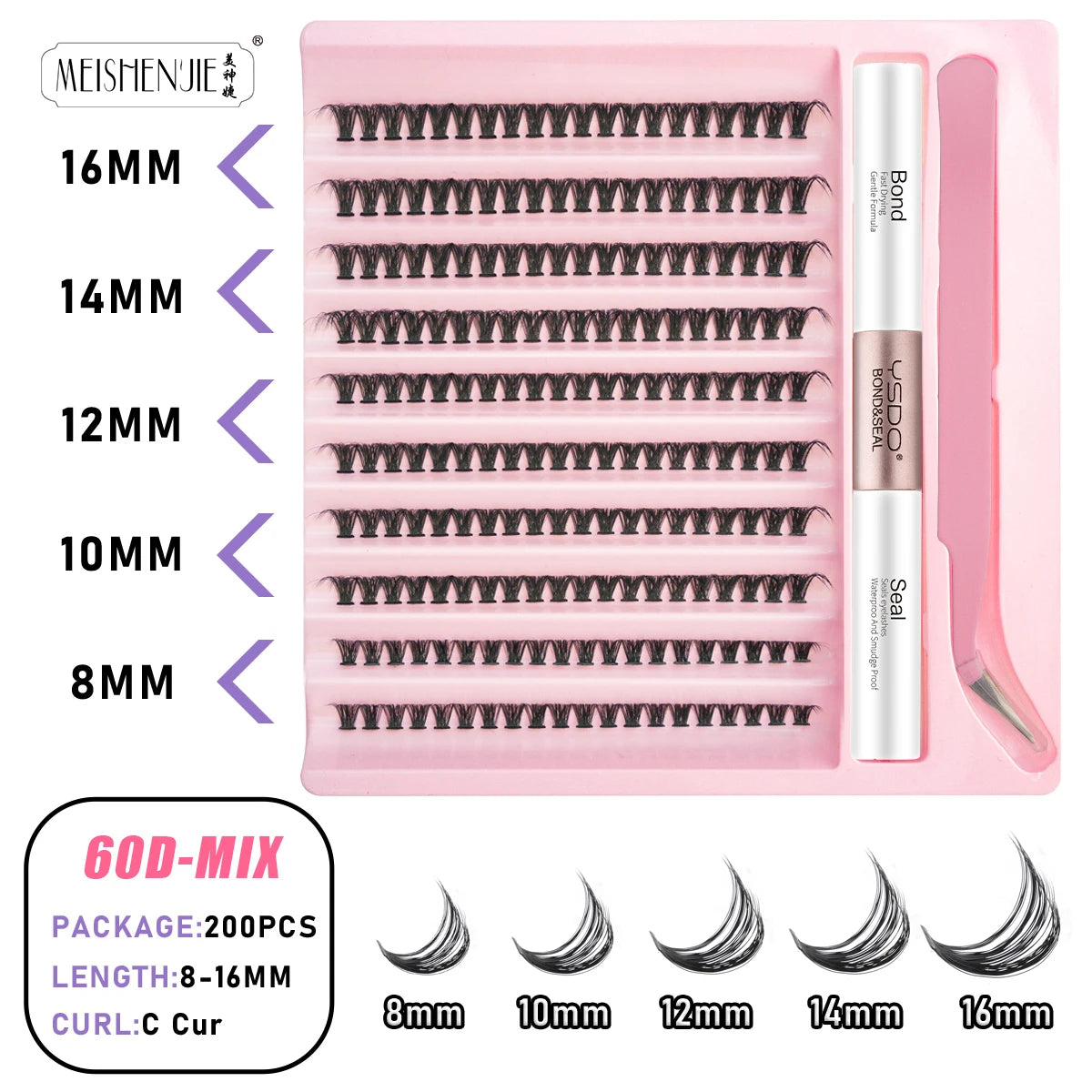 Lanjinglin DIY Lashes Extension Kit Eyelashes Clusters Lash Bond and Seal Makeup Tools for Gluing Lashes Gluing Glue Accessories