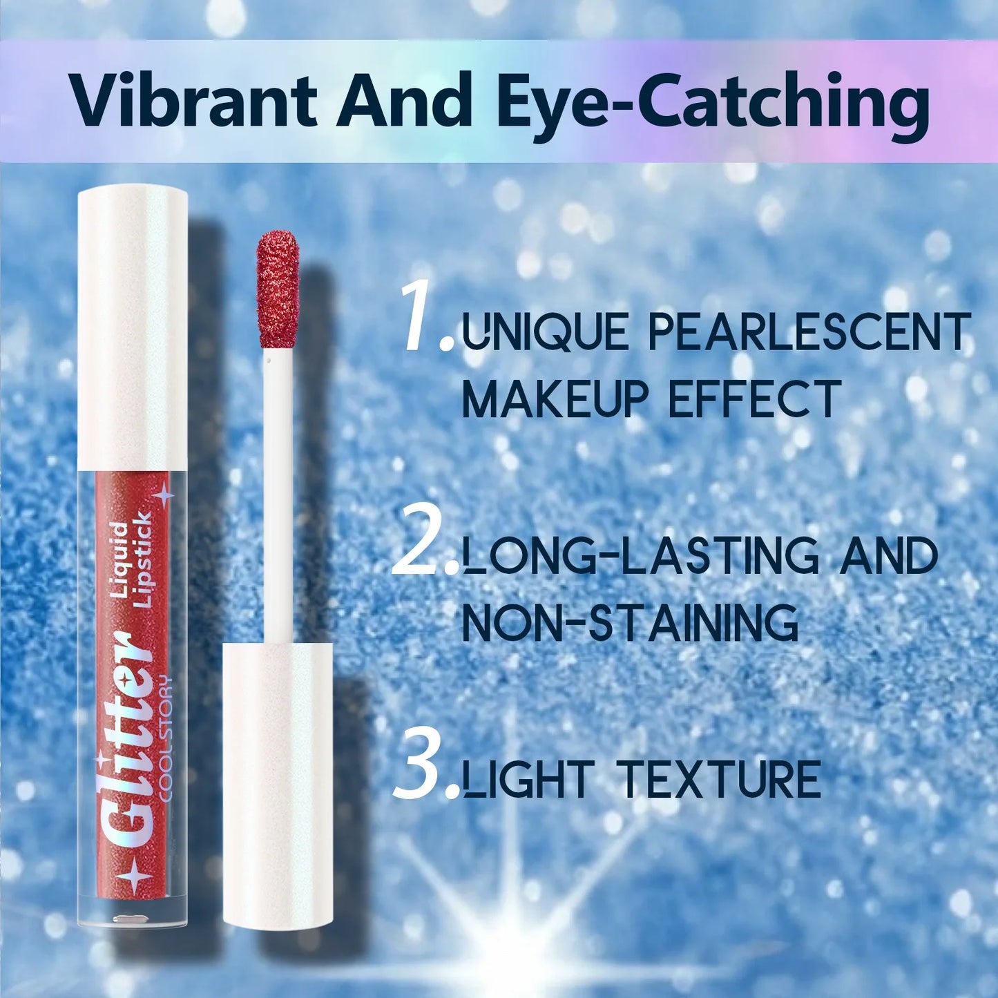 1PC Sexy Color Glitter Lipstick Flash Lasting Easy Color Diamond Lip Tint Shiny Metallic Lip Makeup Gifts for Women Cosmetics