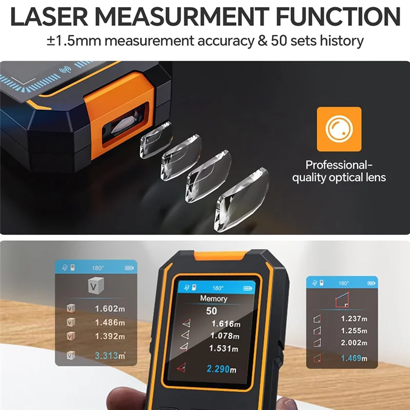 Digital Laser Distance Meter Wall Scanner Laser Distance Meter For AC Wires Metal Wood -Y47A