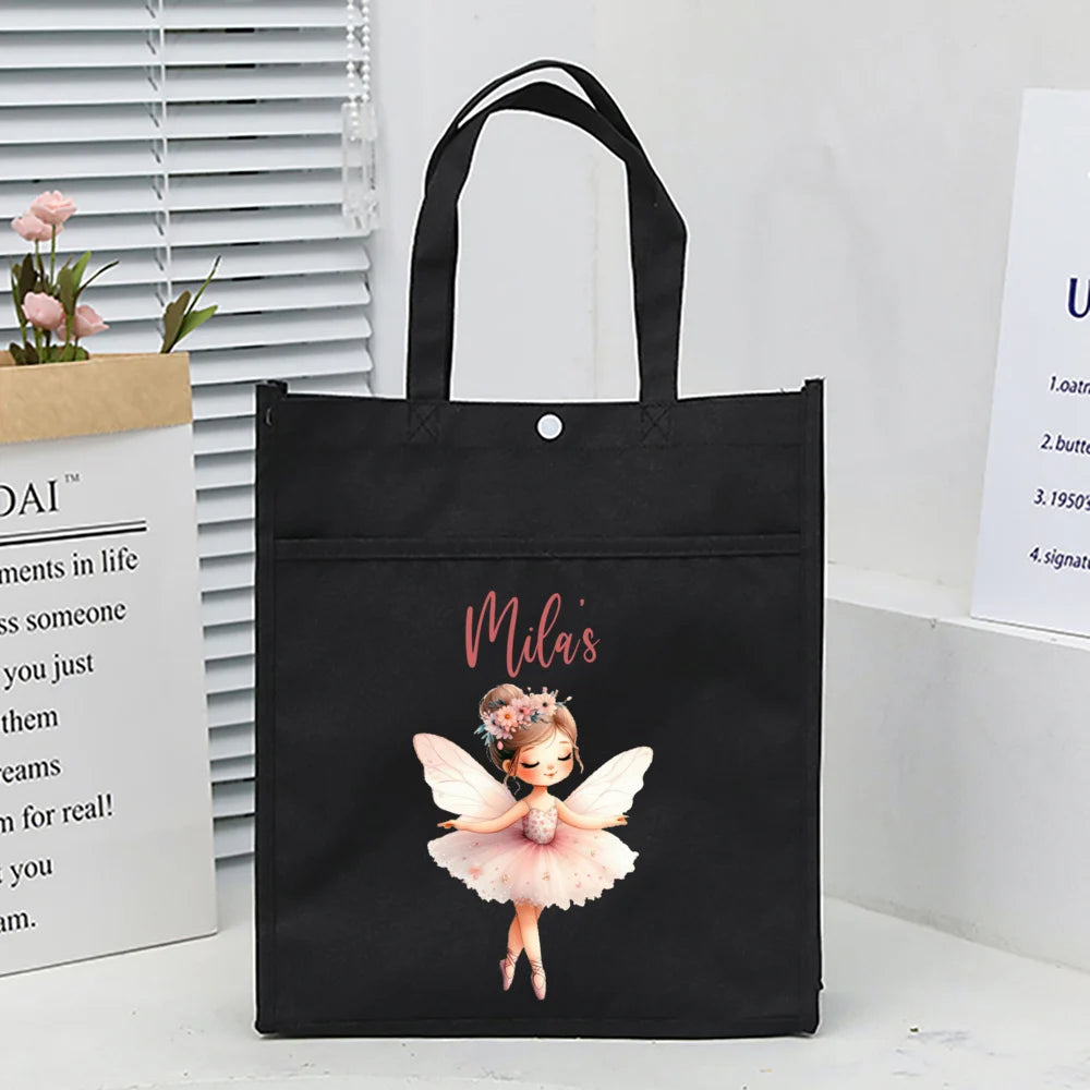 Personalized Kids Library Tote Bags Homeschool Cute Custom Name Reading Books Bag Children School Bag Birthday Gifts for Kids