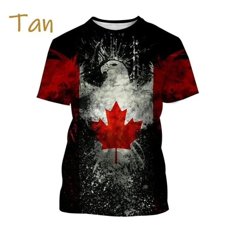 I Love Canada Flag Graphic T Shirt For Men Clothing Canadian Emblem Tee Shirts Unisex Women 3D Happy Canada Day Printing T-shirt
