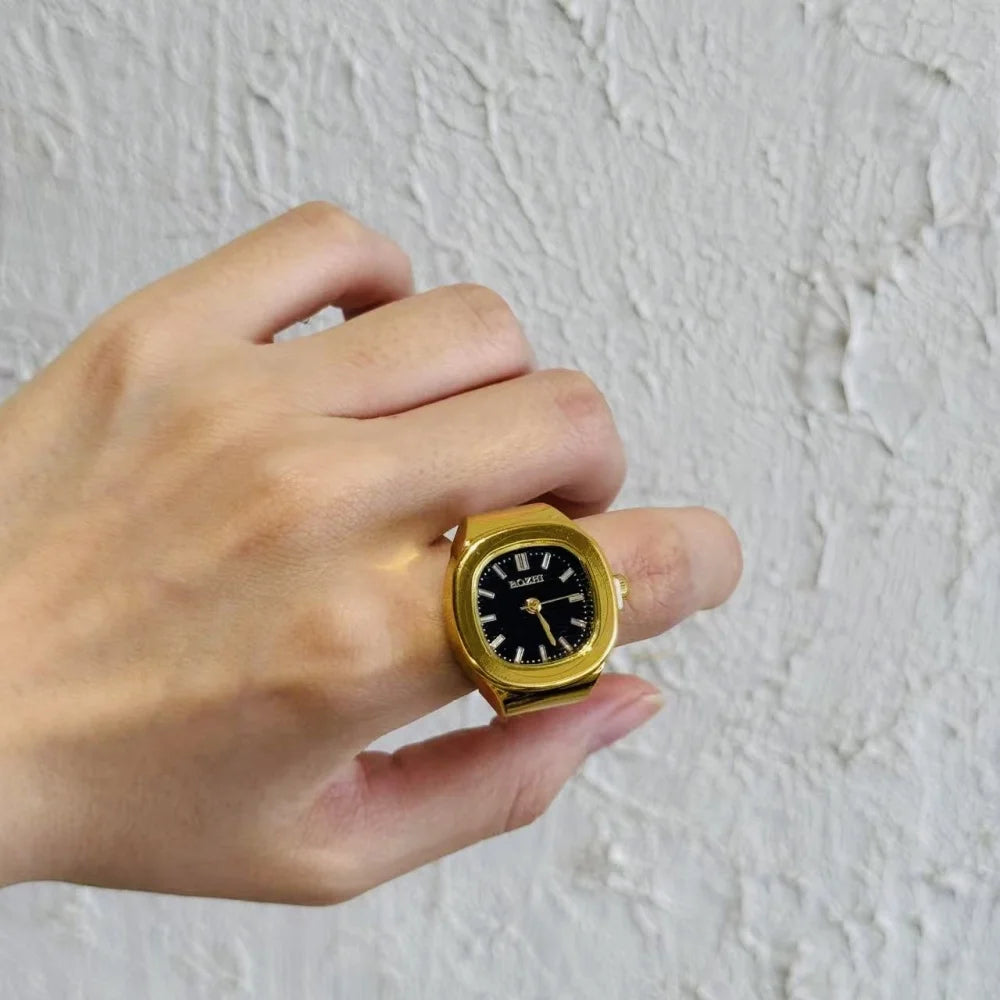 Watch Ring Assorted Niche Couple Finger Watch Mini Clock Retro Creative Electric Mens Girls Items Glass Boho Luxury