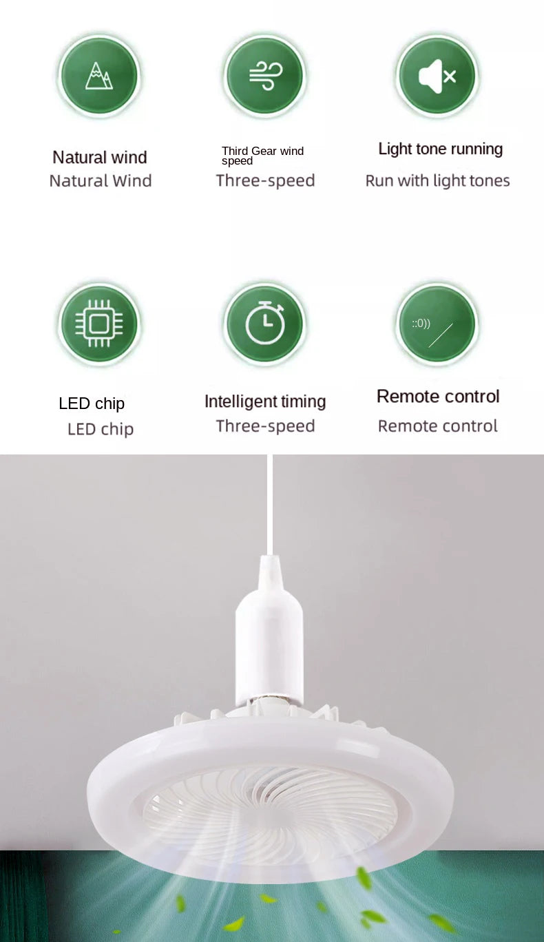 30w 3In1 Ceiling Fan With Lighting Lamp electric fan E27 Converter Base With Remote Control For Bedroom Living Silent AC85V-265V